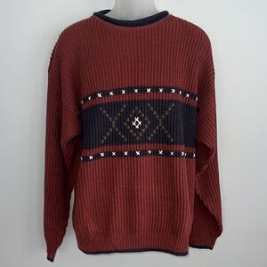 Men’s M Robert Bruce vintage Thick chunky knit sweater hand stitched detail